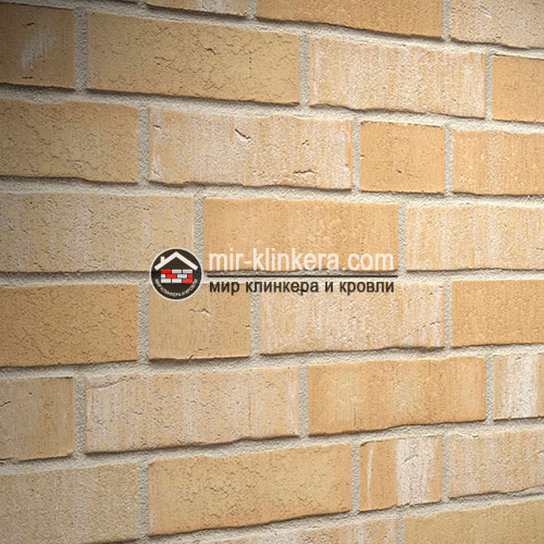 Клинкерный кирпич ручной формовки Feldhaus Klinker K741WDF vascu crema wasserstrich