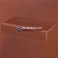 Клинкерная ступень прямой угол с насечками Stroeher Terra 316 patrizierrot ofenbunt